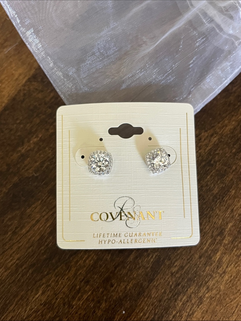 New Covenant Sparkling Round Halo Stud Earrings - Clear/Silver, Cubic Zirconia